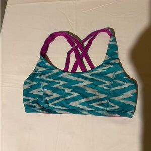 Ivivva Girls Sz 12 Turquoise Patterned Tank with Purple Crisscross Straps